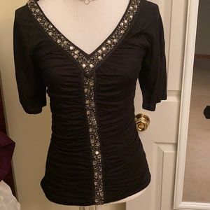 NWOT INC synced black sparkle blouse S